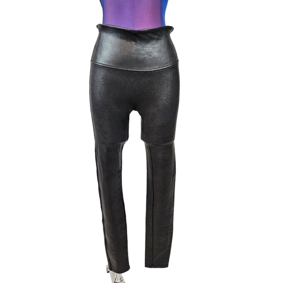 Spanx Black High Waisted Faux Leather Leggings Size Medium Women's N11 - Picture 8 of 9